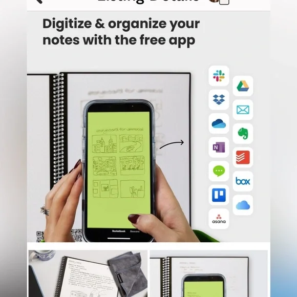 Rocketbook Note Smart Reusable Executive Planner Dot-Grid and Lined, 5" X 7" - Picture 3 of 5
